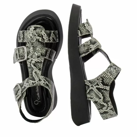 Дамски Сандали На Платформа CARLO FABIANI – 252-35200 BLACK/WHITE — снимка 5