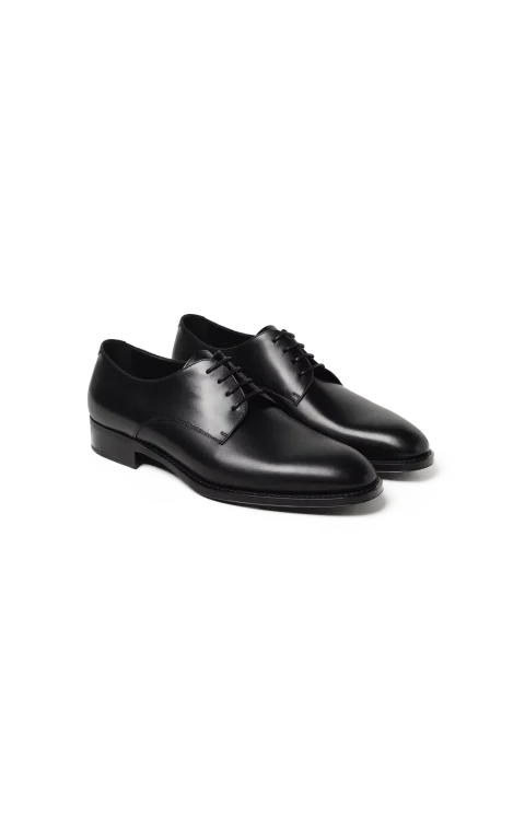 Adrien Leather Derby Loafers in Black — снимка 2