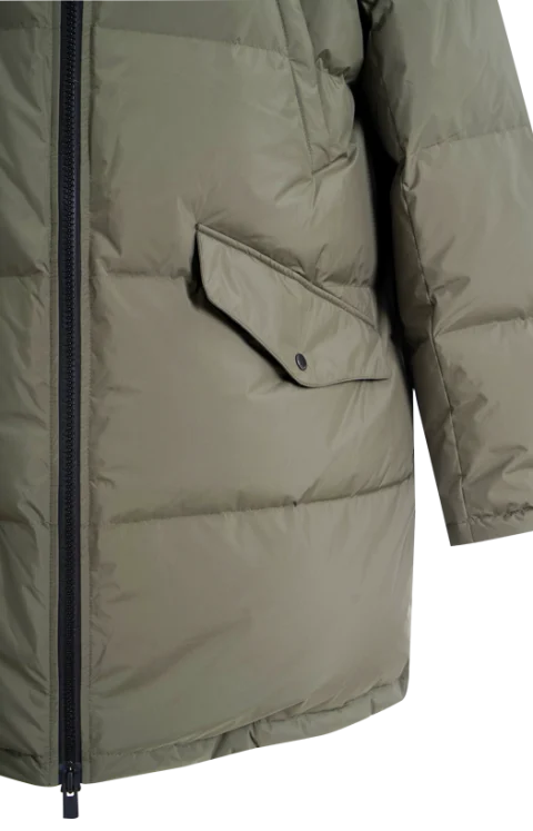 Down Jacket with Lambskin Shearling Bib in Green — снимка 3
