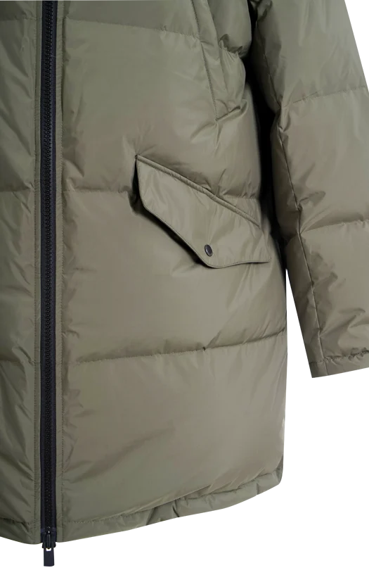 Down Jacket with Lambskin Shearling Bib in Green — снимка 3