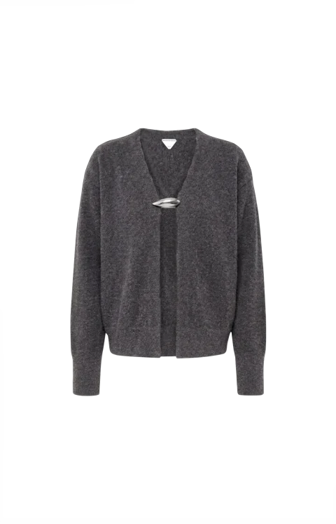 Cashmere, Wool And Silk Cardigan in Harbor Grey
