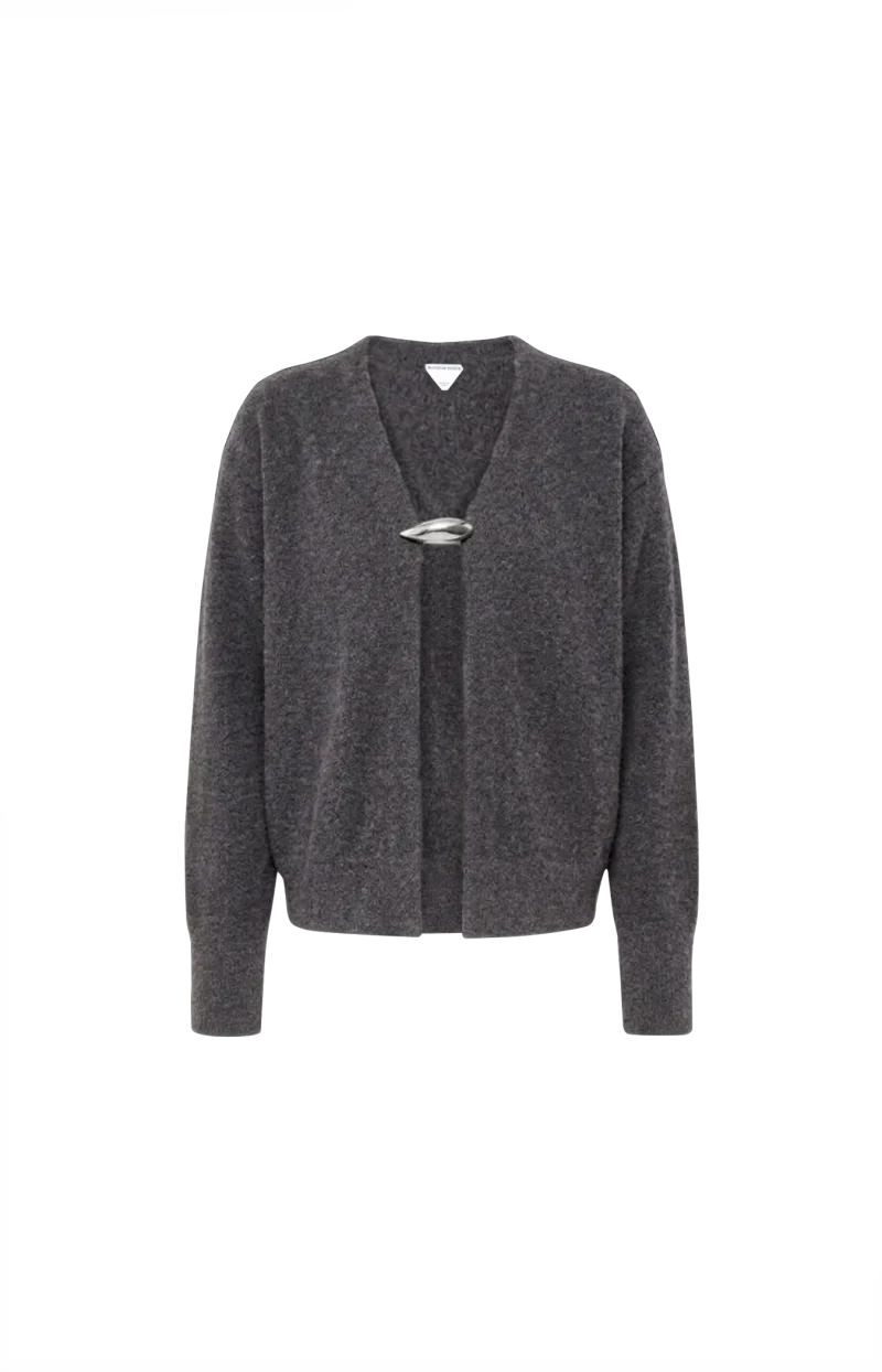 Cashmere, Wool And Silk Cardigan in Harbor Grey