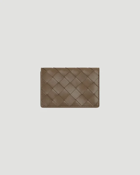 Intrecciato Business Card Case in Pinecone