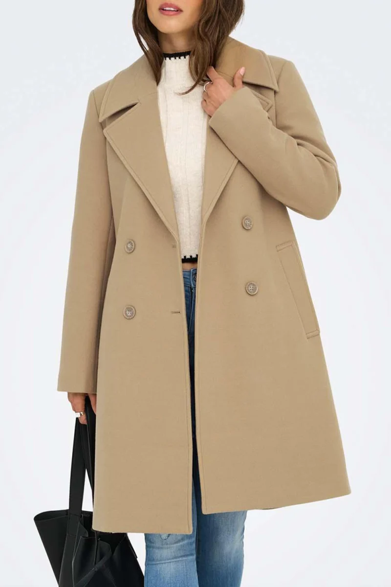 Палто Onladina Long 15349217 17-1320 TCX tannin — снимка 2
