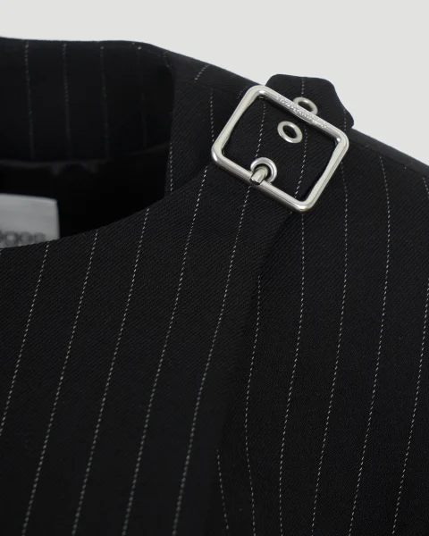 Pinstripe-Pattern Cropped Jacket — снимка 3
