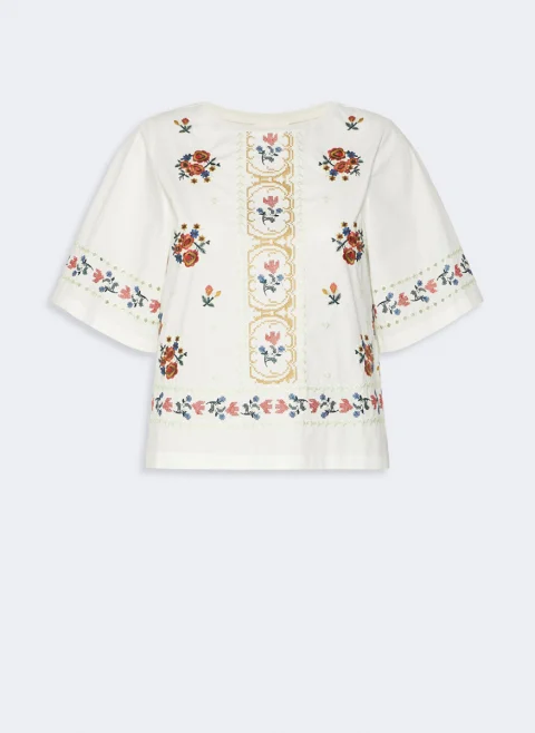 Тишърт с бродерия Weekend Max Mara Wkdfeltre — снимка 6