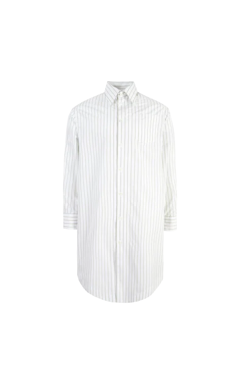 Long Sleeve Shirt-Dress in Cotton Popeline with Double Stripes