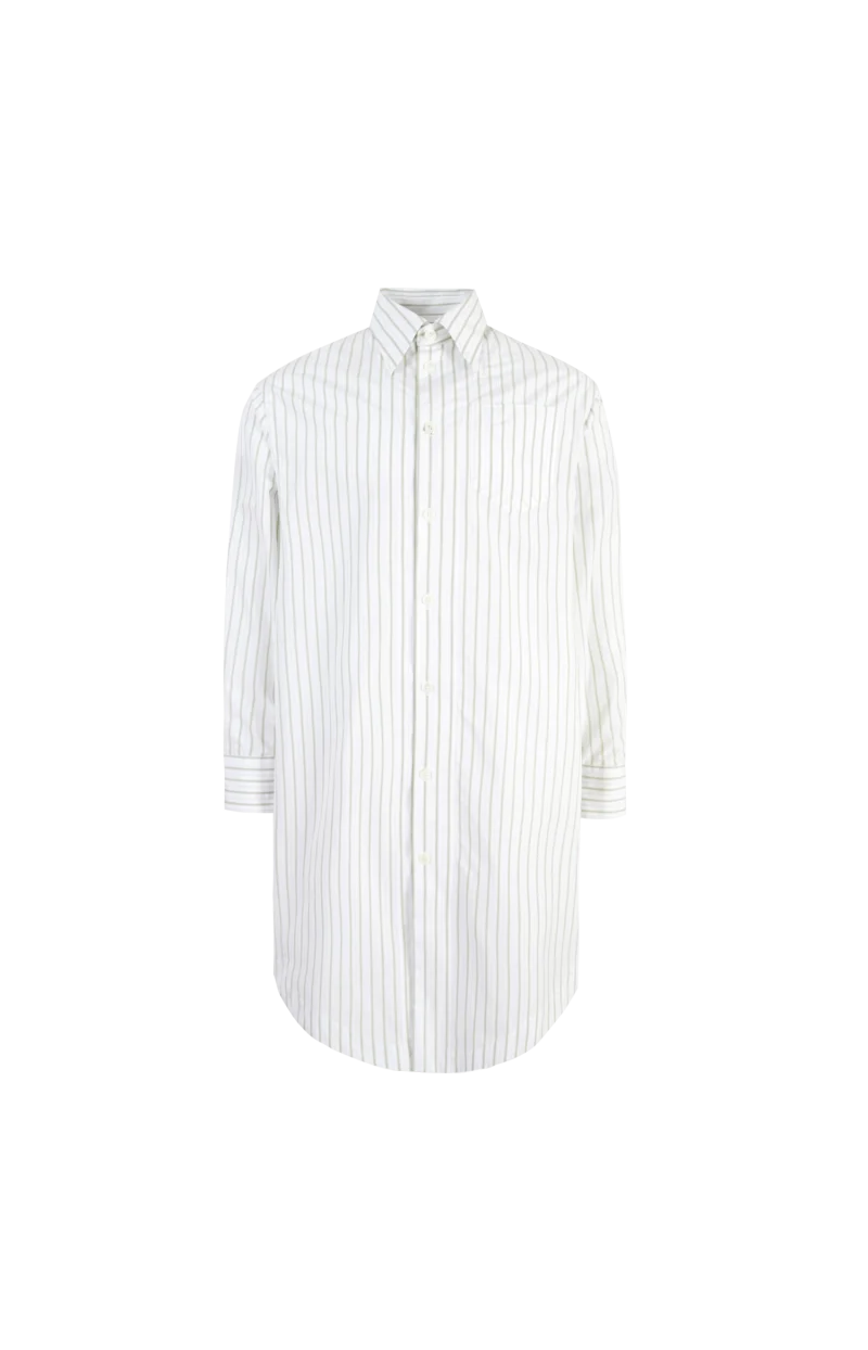 Long Sleeve Shirt-Dress in Cotton Popeline with Double Stripes