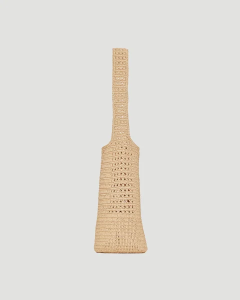 Hobo Raffia Bag in Crochet and Smooth Leather — снимка 4