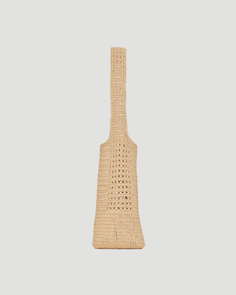 Hobo Raffia Bag in Crochet and Smooth Leather — снимка 4