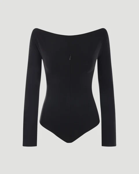 Drop Zipped Crepe Jersey Bodysuit