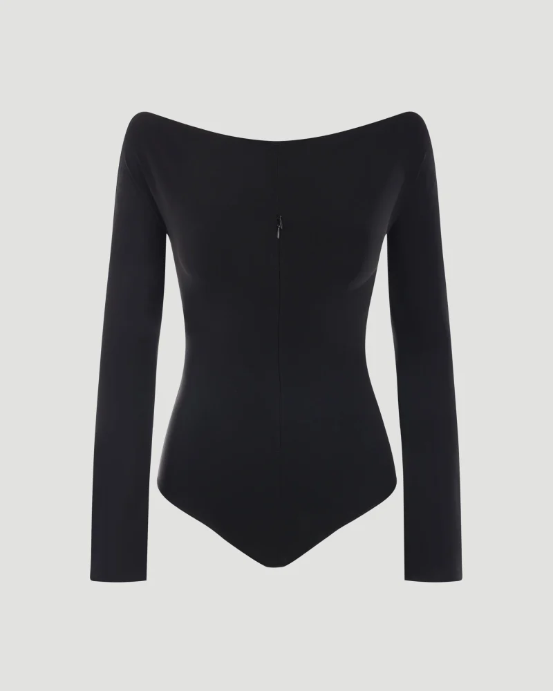 Drop Zipped Crepe Jersey Bodysuit