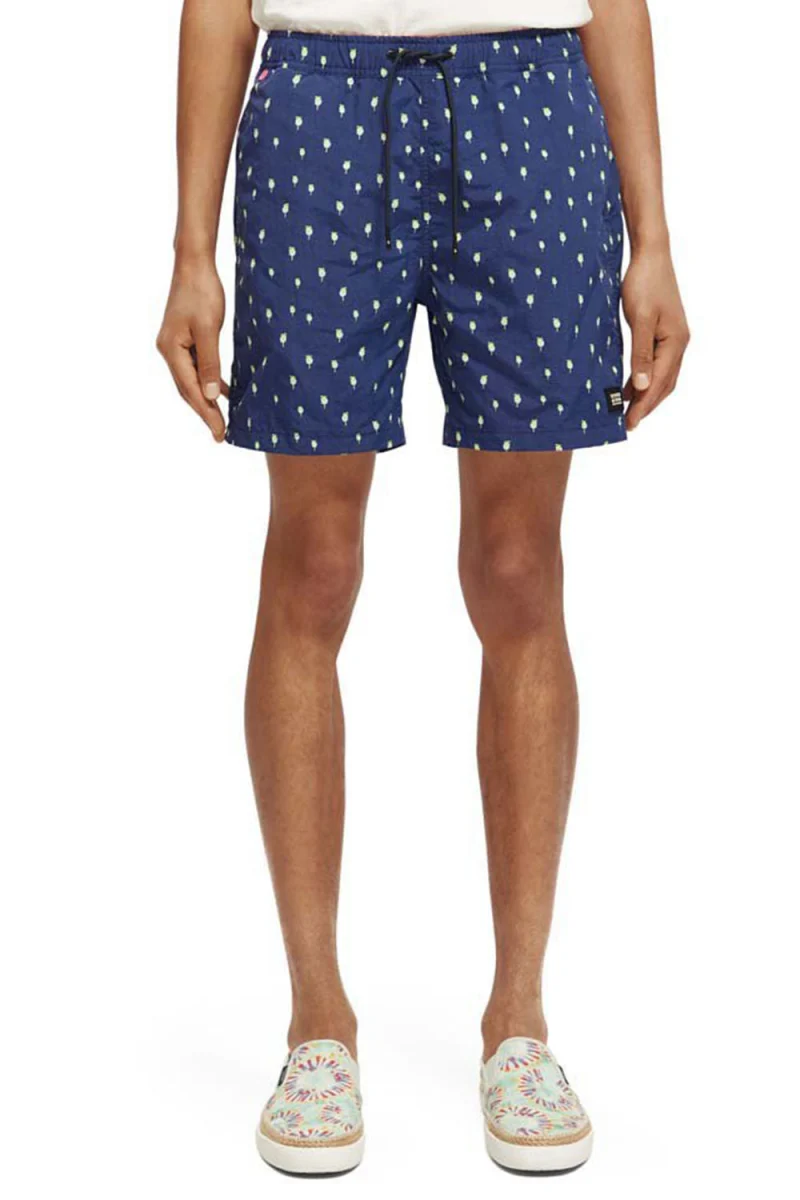 Бански Mid Length - Mini Printed Swimshort 172415 SC5828 navy palmdots aop — снимка 2