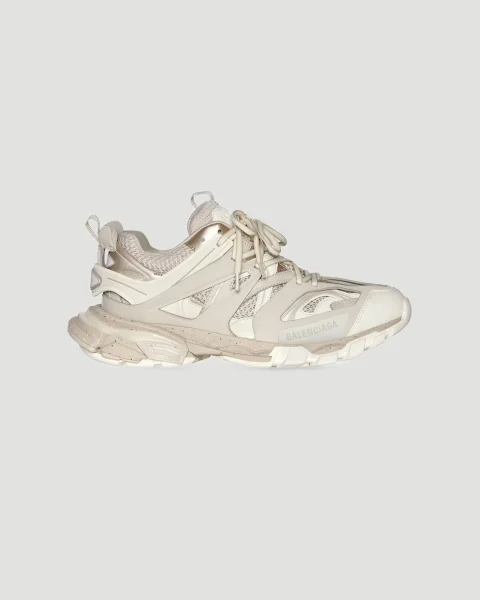 Track Sneaker in Beige Mesh and Nylon