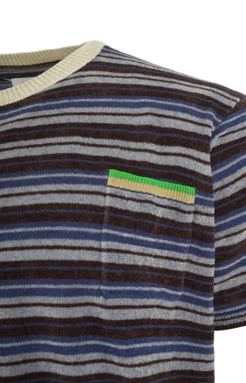 Striped Wool Crewneck Sweater in Mist — снимка 2