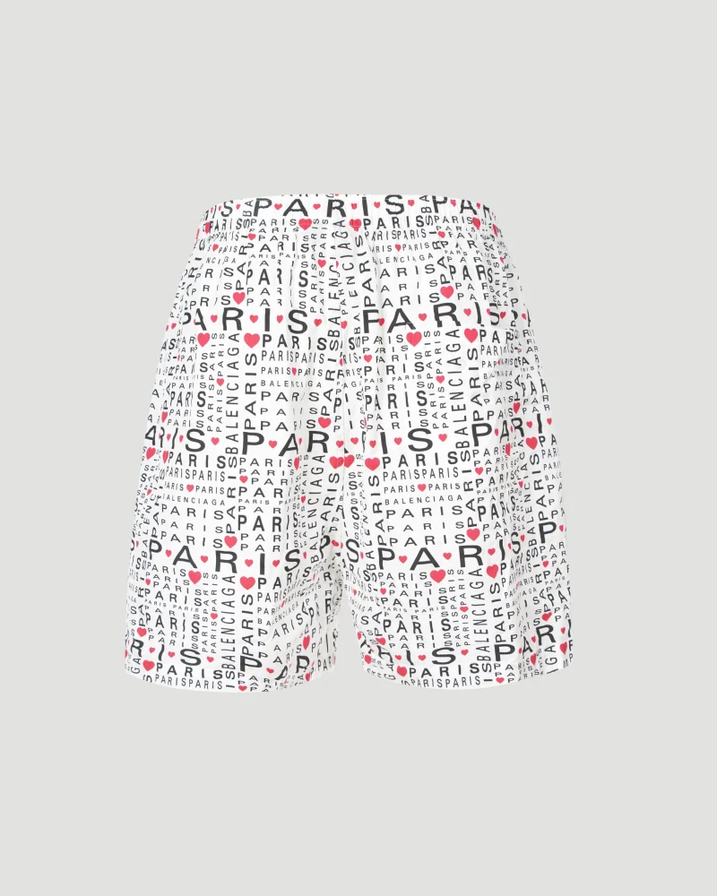 All-Over Lettering Logo Shorts in White — снимка 2