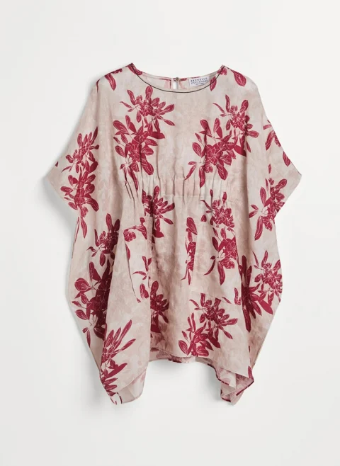 Пончо от лен с монили Brunello Cucinelli Kids 8-10