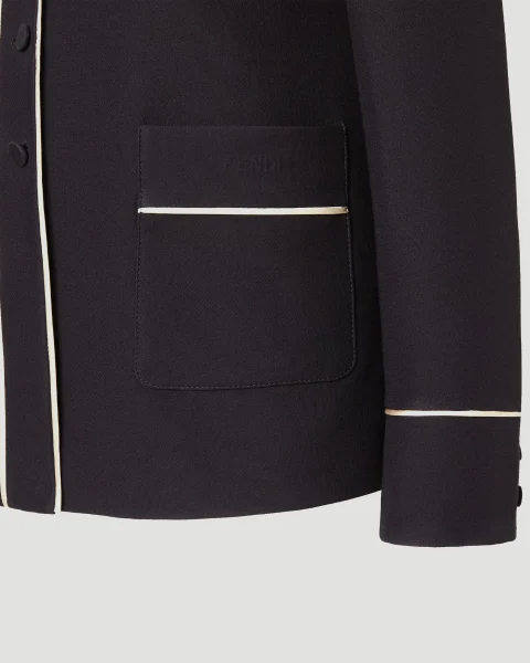 Black Silk and Wool Jacket — снимка 3