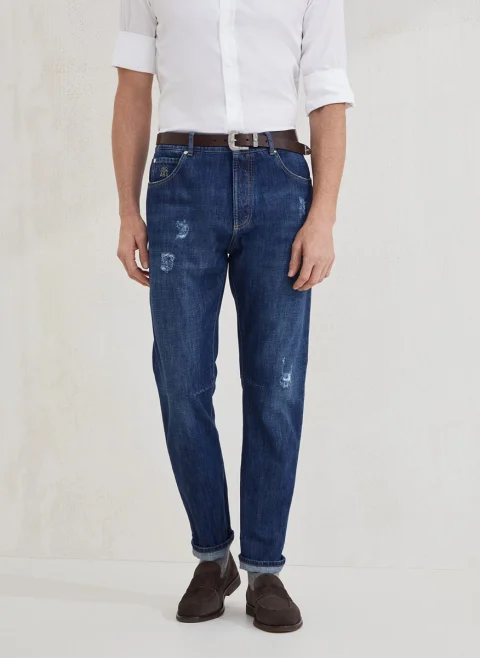 Деним с износен ефект Brunello Cucinelli