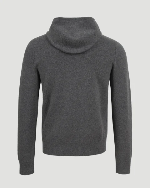 Slim Fit Cashmere Blend Zip Hoodie in Grey — снимка 3