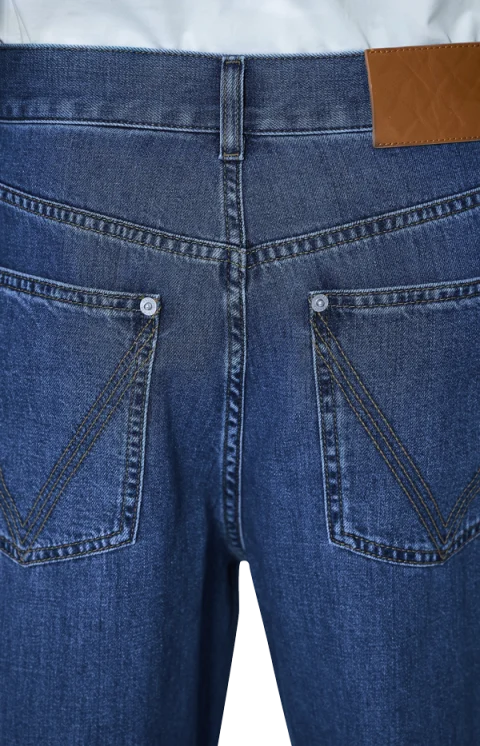 Men's Medium Indigo Wide Leg Jeans in Mid Blue — снимка 2