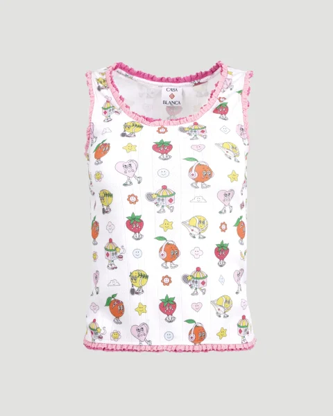 Pointelle Frill Tank Top