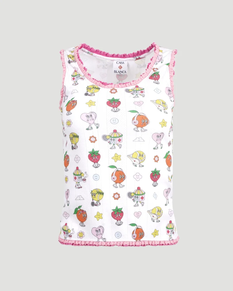 Pointelle Frill Tank Top