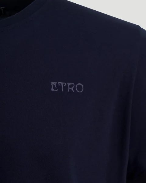 Cotton T-Shirt in Navy — снимка 2