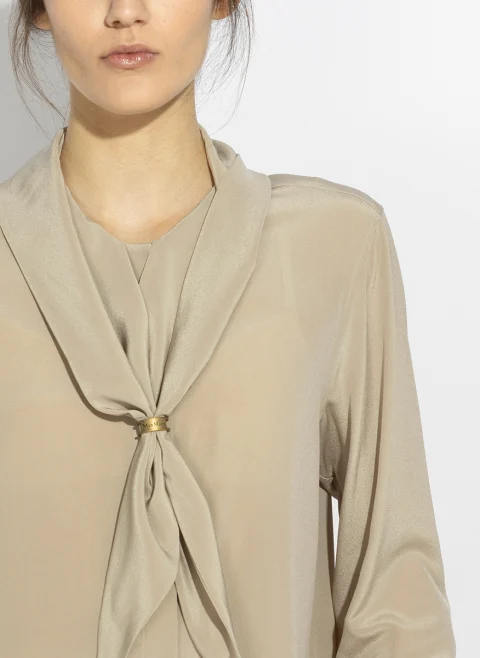 Копринена риза с шал Max Mara Mxmdry — снимка 4