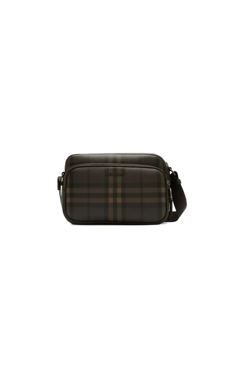 City Check Pocket Crossbody Bag in Dark Brown