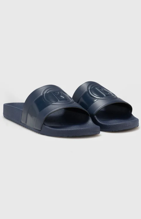Тъмносини чехли с лого — снимка 2