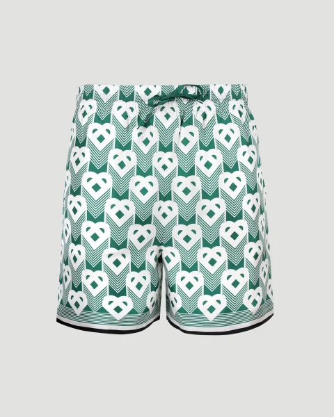 Heart Monogram Silk Shorts