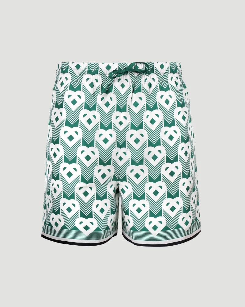 Heart Monogram Silk Shorts