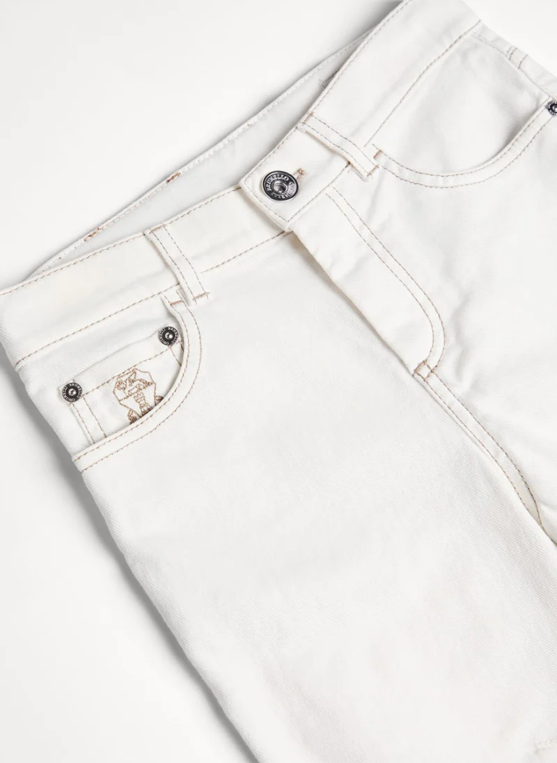 Деним с контрастни детайли Brunello Cucinelli Kids 12 — снимка 8