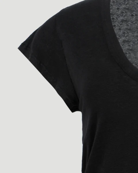 Linen T-Shirt in Black — снимка 3