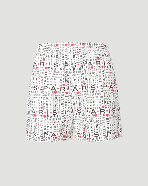 All-Over Lettering Logo Shorts in White
