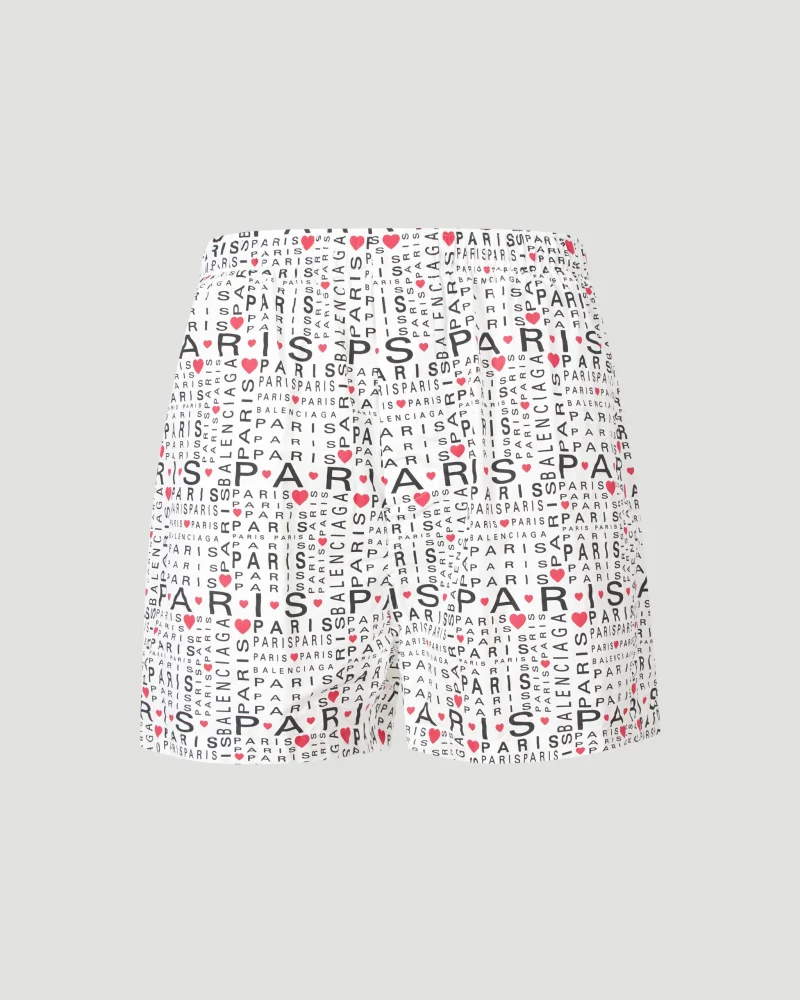 All-Over Lettering Logo Shorts in White