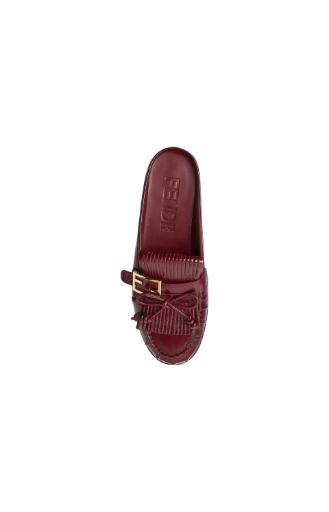 Baguette Leather Sabots in Burgundy — снимка 3