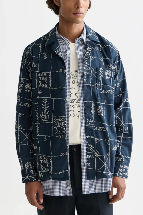 Риза Allover Embroidered 182210 001 marfa cross stitch carbon — снимка 2