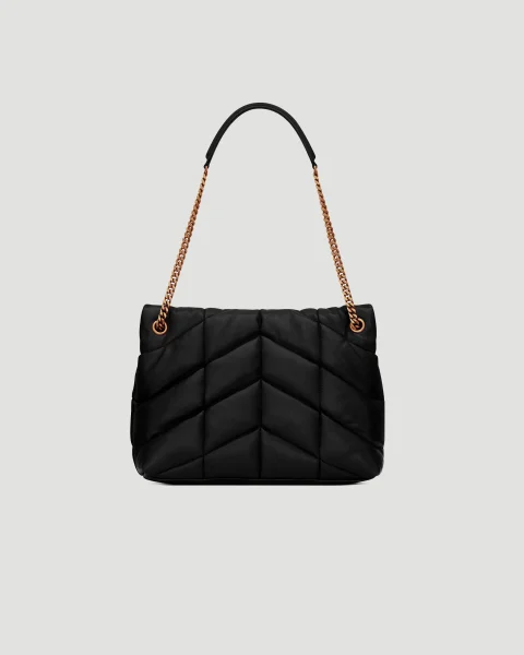 Puffer Medium in Black Lambskin with Bronze-Tone Hardware — снимка 4