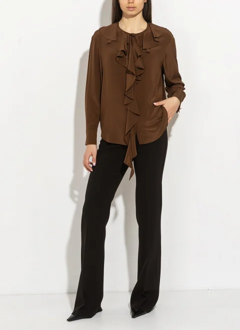 Блуза от копринен креп Max Mara Studio Mstepica — снимка 6