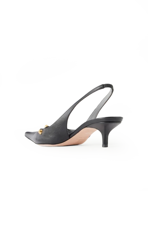 Midnight City Leather Slingback Pumps in Black — снимка 2
