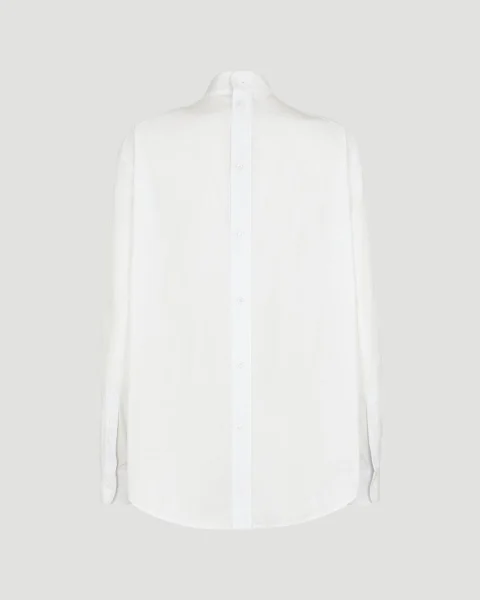 Women's White Poplin Shirt — снимка 2