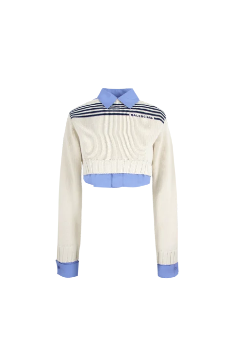 Hybrid Jumper in Navy and White Striped Knit