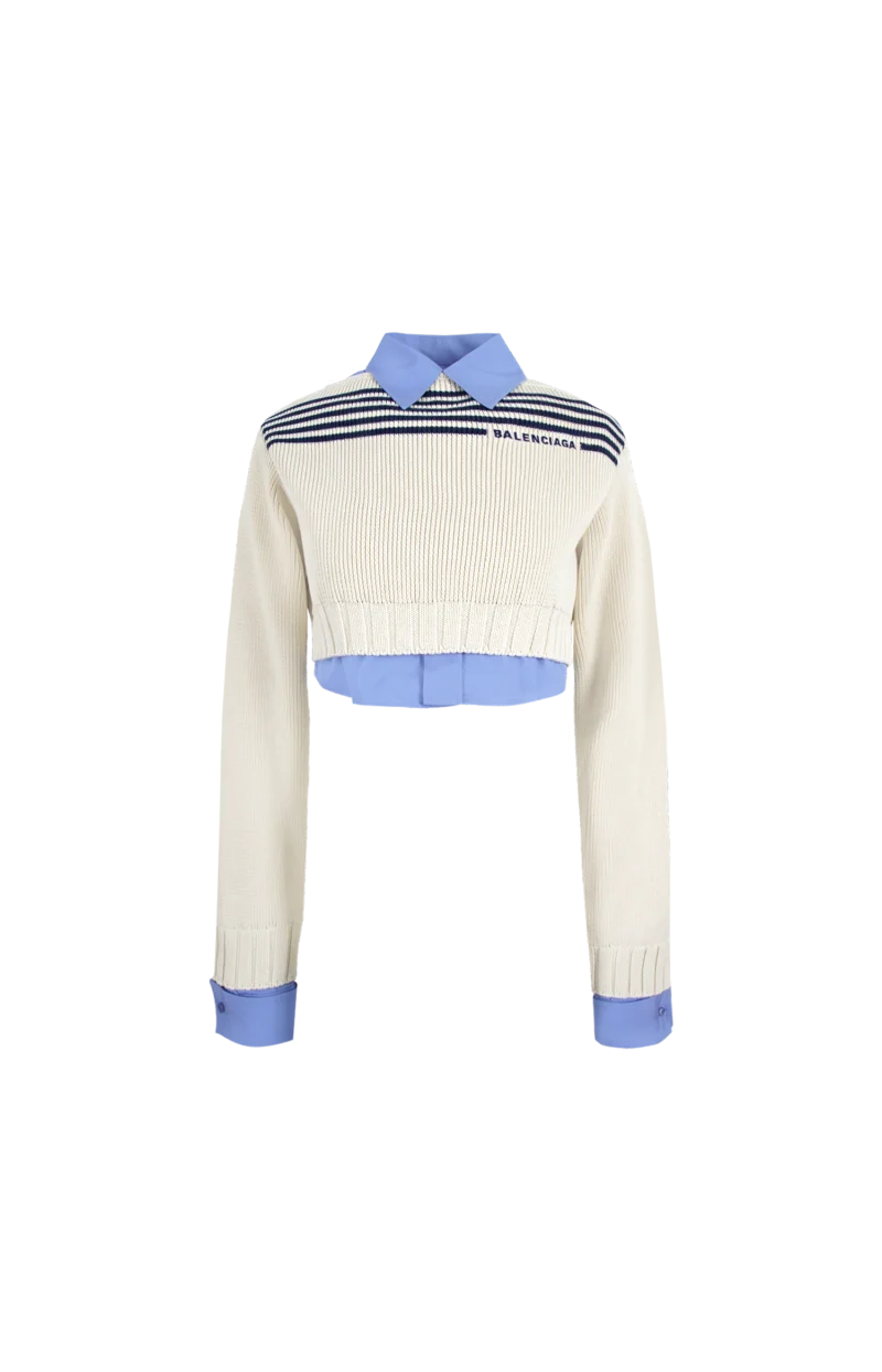 Hybrid Jumper in Navy and White Striped Knit