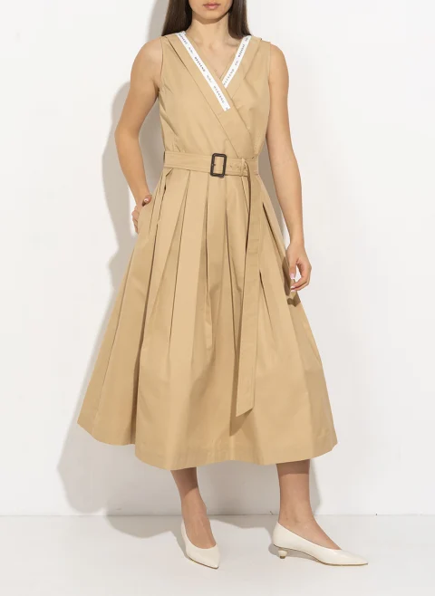 Рокля с плисиран мотив Weekend Max Mara Wkdcono — снимка 5