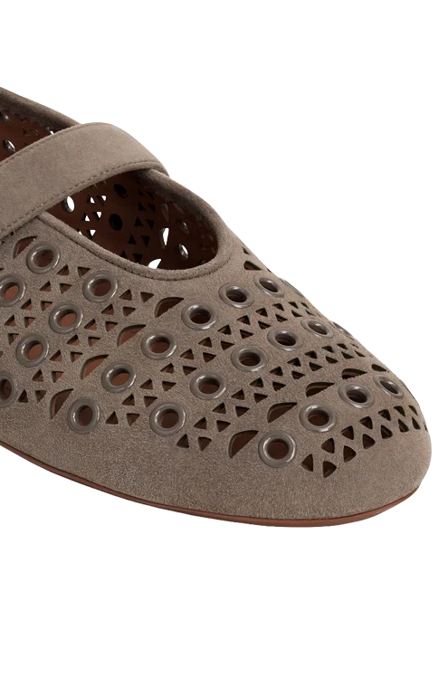 Ballet Flats in Vienne Suede with Eyelets — снимка 3