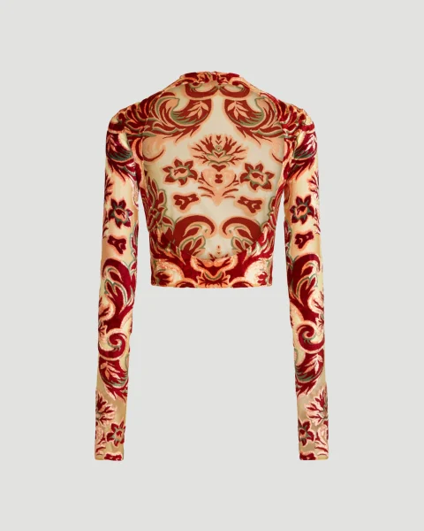 Tulle and Jacquard Velvet Top — снимка 5