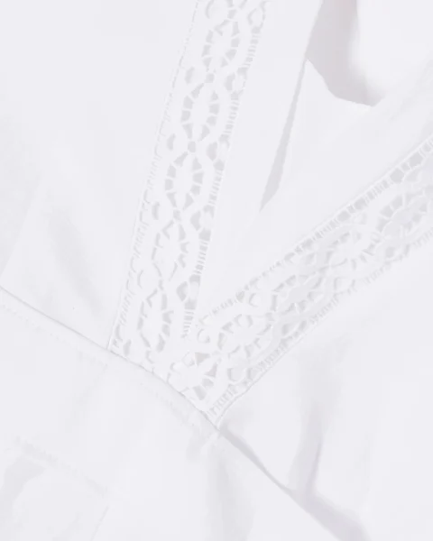 Crocheted Lace-Trimmed Linen and Cotton Dress — снимка 3