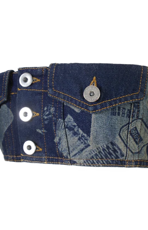 Trompe-L'œil Denim Bandeau Top — снимка 2